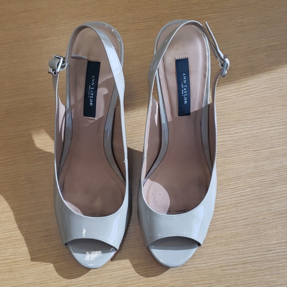 Ann Taylor Peep Toe Patent Pumps